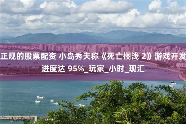 正规的股票配资 小岛秀夫称《死亡搁浅 2》游戏开发进度达 95%_玩家_小时_现汇