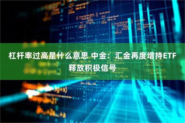 杠杆率过高是什么意思 中金：汇金再度增持ETF释放积极信号